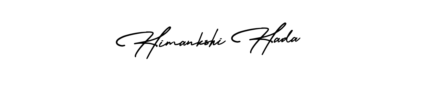 You should practise on your own different ways (AmerikaSignatureDemo-Regular) to write your name (Himankshi Hada) in signature. don't let someone else do it for you. Himankshi Hada signature style 3 images and pictures png