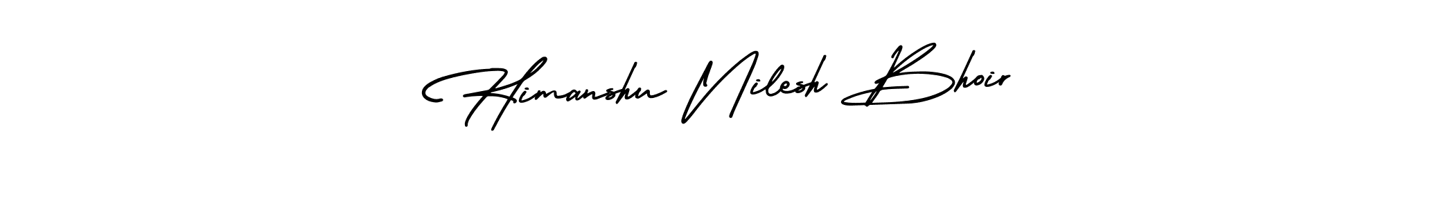 The best way (AmerikaSignatureDemo-Regular) to make a short signature is to pick only two or three words in your name. The name Himanshu Nilesh Bhoir include a total of six letters. For converting this name. Himanshu Nilesh Bhoir signature style 3 images and pictures png