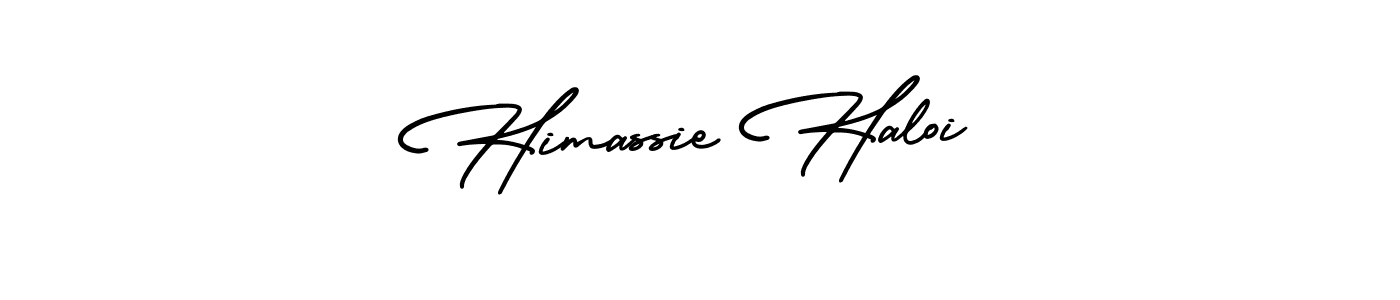 How to make Himassie Haloi name signature. Use AmerikaSignatureDemo-Regular style for creating short signs online. This is the latest handwritten sign. Himassie Haloi signature style 3 images and pictures png