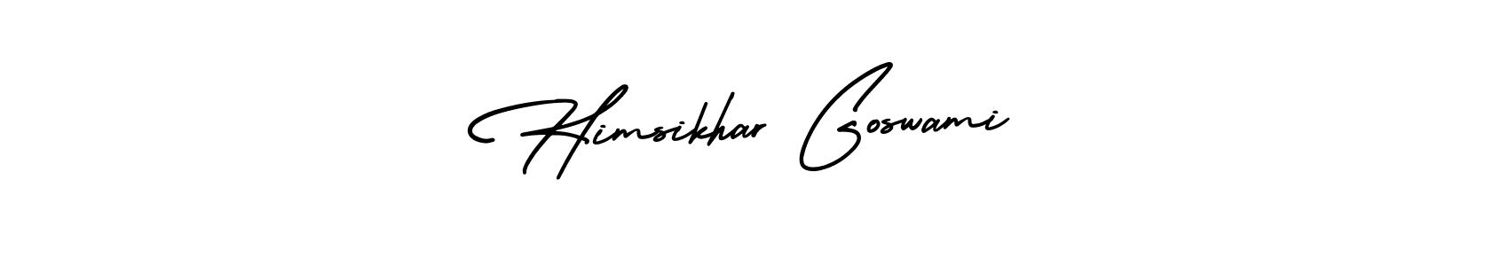 You should practise on your own different ways (AmerikaSignatureDemo-Regular) to write your name (Himsikhar Goswami) in signature. don't let someone else do it for you. Himsikhar Goswami signature style 3 images and pictures png