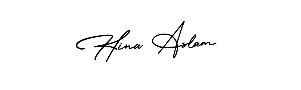 Create a beautiful signature design for name Hina Aslam. With this signature (AmerikaSignatureDemo-Regular) fonts, you can make a handwritten signature for free. Hina Aslam signature style 3 images and pictures png