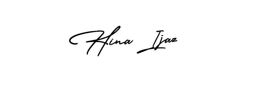 The best way (AmerikaSignatureDemo-Regular) to make a short signature is to pick only two or three words in your name. The name Hina Ijaz include a total of six letters. For converting this name. Hina Ijaz signature style 3 images and pictures png
