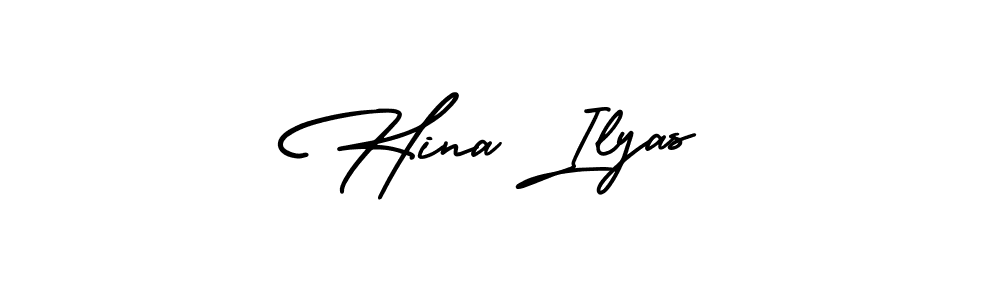Design your own signature with our free online signature maker. With this signature software, you can create a handwritten (AmerikaSignatureDemo-Regular) signature for name Hina Ilyas. Hina Ilyas signature style 3 images and pictures png