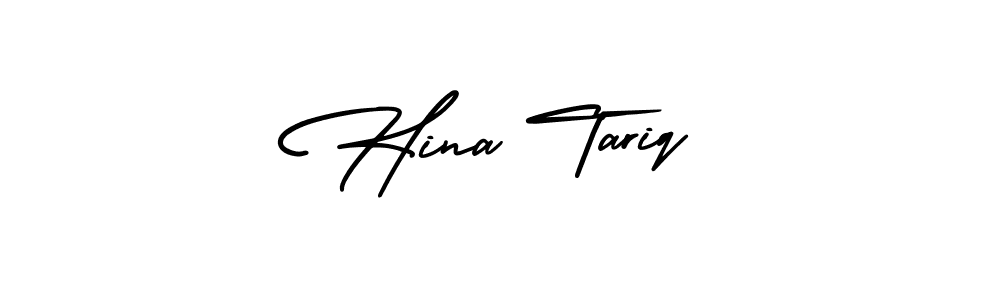 You should practise on your own different ways (AmerikaSignatureDemo-Regular) to write your name (Hina Tariq) in signature. don't let someone else do it for you. Hina Tariq signature style 3 images and pictures png