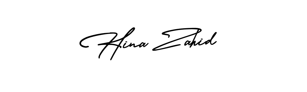 You should practise on your own different ways (AmerikaSignatureDemo-Regular) to write your name (Hina Zahid) in signature. don't let someone else do it for you. Hina Zahid signature style 3 images and pictures png