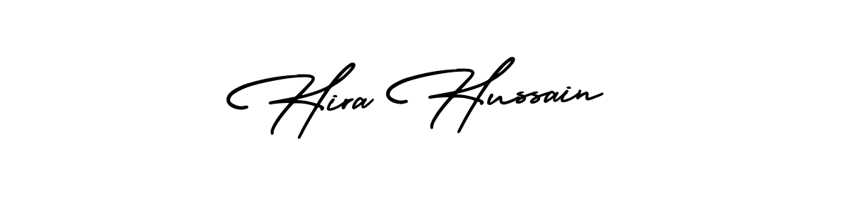 How to make Hira Hussain name signature. Use AmerikaSignatureDemo-Regular style for creating short signs online. This is the latest handwritten sign. Hira Hussain signature style 3 images and pictures png