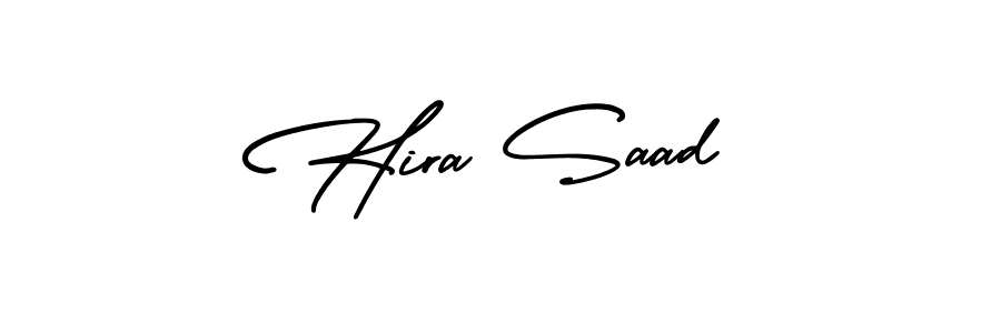 The best way (AmerikaSignatureDemo-Regular) to make a short signature is to pick only two or three words in your name. The name Hira Saad include a total of six letters. For converting this name. Hira Saad signature style 3 images and pictures png