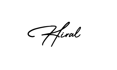 You should practise on your own different ways (AmerikaSignatureDemo-Regular) to write your name (Hiral) in signature. don't let someone else do it for you. Hiral signature style 3 images and pictures png