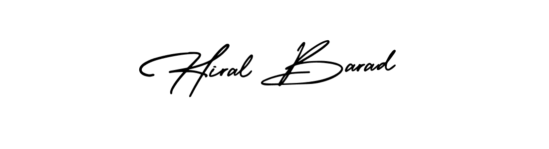 You should practise on your own different ways (AmerikaSignatureDemo-Regular) to write your name (Hiral Barad) in signature. don't let someone else do it for you. Hiral Barad signature style 3 images and pictures png