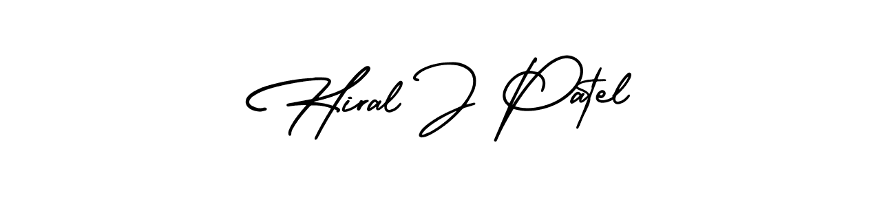 Create a beautiful signature design for name Hiral J Patel. With this signature (AmerikaSignatureDemo-Regular) fonts, you can make a handwritten signature for free. Hiral J Patel signature style 3 images and pictures png