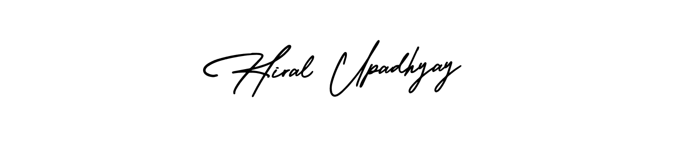 if you are searching for the best signature style for your name Hiral Upadhyay. so please give up your signature search. here we have designed multiple signature styles  using AmerikaSignatureDemo-Regular. Hiral Upadhyay signature style 3 images and pictures png