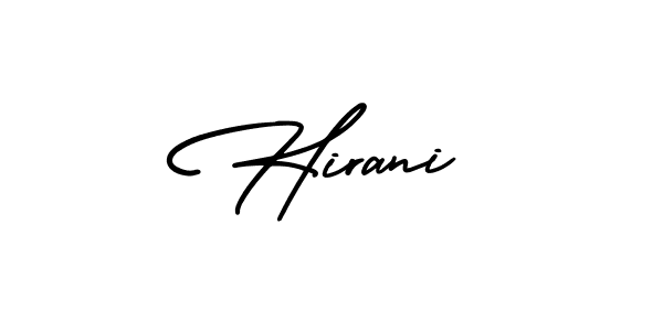 The best way (AmerikaSignatureDemo-Regular) to make a short signature is to pick only two or three words in your name. The name Hirani include a total of six letters. For converting this name. Hirani signature style 3 images and pictures png