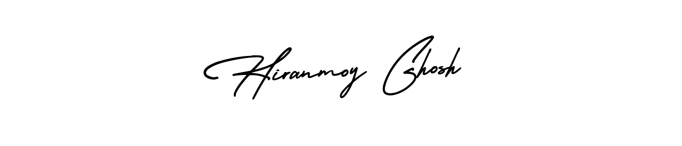 The best way (AmerikaSignatureDemo-Regular) to make a short signature is to pick only two or three words in your name. The name Hiranmoy Ghosh include a total of six letters. For converting this name. Hiranmoy Ghosh signature style 3 images and pictures png