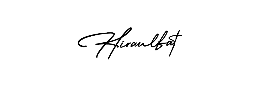 The best way (AmerikaSignatureDemo-Regular) to make a short signature is to pick only two or three words in your name. The name Hiraulfat include a total of six letters. For converting this name. Hiraulfat signature style 3 images and pictures png