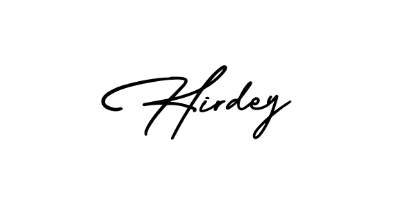 The best way (AmerikaSignatureDemo-Regular) to make a short signature is to pick only two or three words in your name. The name Hirdey include a total of six letters. For converting this name. Hirdey signature style 3 images and pictures png