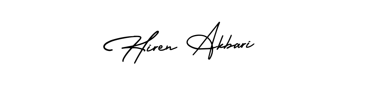 This is the best signature style for the Hiren Akbari name. Also you like these signature font (AmerikaSignatureDemo-Regular). Mix name signature. Hiren Akbari signature style 3 images and pictures png