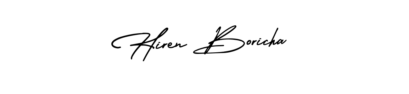 Create a beautiful signature design for name Hiren Boricha. With this signature (AmerikaSignatureDemo-Regular) fonts, you can make a handwritten signature for free. Hiren Boricha signature style 3 images and pictures png