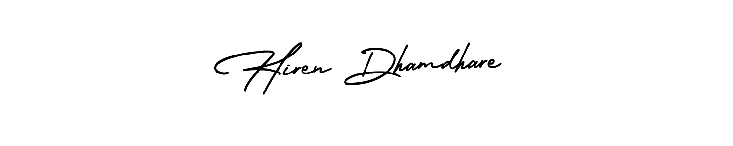 Also You can easily find your signature by using the search form. We will create Hiren Dhamdhare name handwritten signature images for you free of cost using AmerikaSignatureDemo-Regular sign style. Hiren Dhamdhare signature style 3 images and pictures png