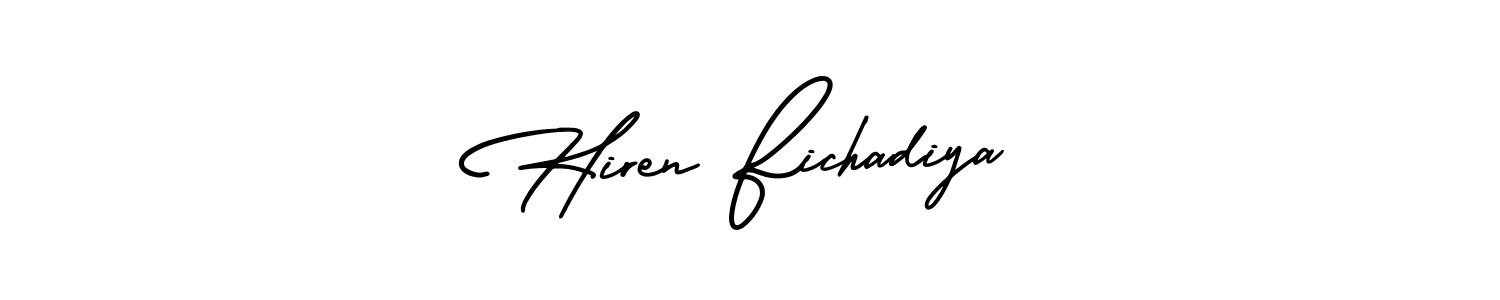 See photos of Hiren Fichadiya official signature by Spectra . Check more albums & portfolios. Read reviews & check more about AmerikaSignatureDemo-Regular font. Hiren Fichadiya signature style 3 images and pictures png