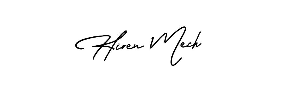 How to make Hiren Mech signature? AmerikaSignatureDemo-Regular is a professional autograph style. Create handwritten signature for Hiren Mech name. Hiren Mech signature style 3 images and pictures png