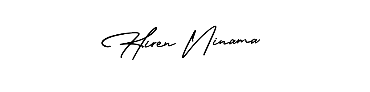 if you are searching for the best signature style for your name Hiren Ninama. so please give up your signature search. here we have designed multiple signature styles  using AmerikaSignatureDemo-Regular. Hiren Ninama signature style 3 images and pictures png