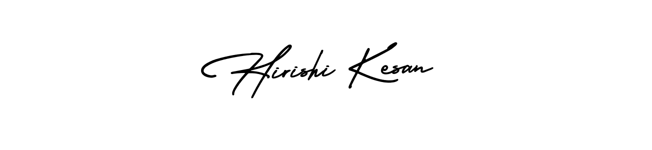 The best way (AmerikaSignatureDemo-Regular) to make a short signature is to pick only two or three words in your name. The name Hirishi Kesan include a total of six letters. For converting this name. Hirishi Kesan signature style 3 images and pictures png