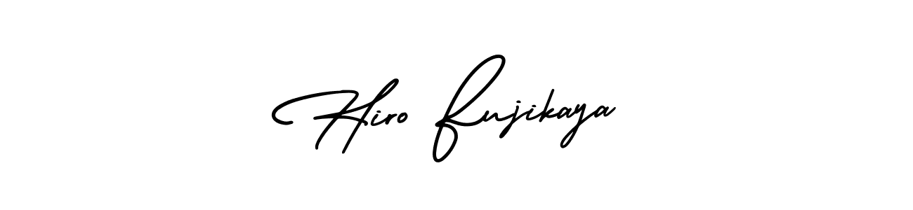 The best way (AmerikaSignatureDemo-Regular) to make a short signature is to pick only two or three words in your name. The name Hiro Fujikaya include a total of six letters. For converting this name. Hiro Fujikaya signature style 3 images and pictures png