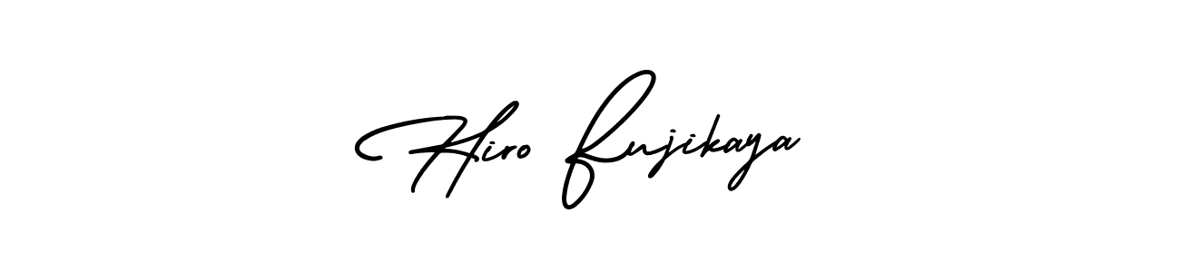 The best way (AmerikaSignatureDemo-Regular) to make a short signature is to pick only two or three words in your name. The name Hiro Fujikaya include a total of six letters. For converting this name. Hiro Fujikaya signature style 3 images and pictures png