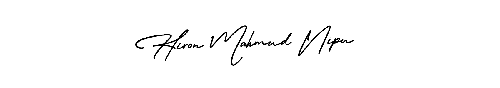 The best way (AmerikaSignatureDemo-Regular) to make a short signature is to pick only two or three words in your name. The name Hiron Mahmud Nipu include a total of six letters. For converting this name. Hiron Mahmud Nipu signature style 3 images and pictures png