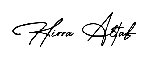 A classic penmanship look for Hirra Altaf. The AmerikaSignatureDemo-Regular font brings timeless elegance and confidence to every signed document. Hirra Altaf signature style 3 images and pictures png