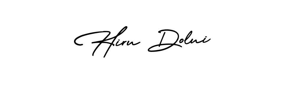 The best way (AmerikaSignatureDemo-Regular) to make a short signature is to pick only two or three words in your name. The name Hiru Dolui include a total of six letters. For converting this name. Hiru Dolui signature style 3 images and pictures png