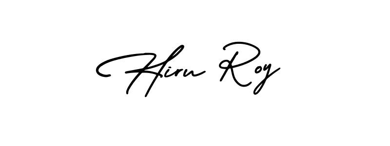 You should practise on your own different ways (AmerikaSignatureDemo-Regular) to write your name (Hiru Roy) in signature. don't let someone else do it for you. Hiru Roy signature style 3 images and pictures png