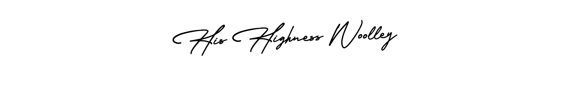 You should practise on your own different ways (AmerikaSignatureDemo-Regular) to write your name (His Highness Woolley) in signature. don't let someone else do it for you. His Highness Woolley signature style 3 images and pictures png