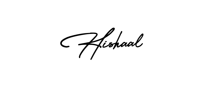 You should practise on your own different ways (AmerikaSignatureDemo-Regular) to write your name (Hishaal) in signature. don't let someone else do it for you. Hishaal signature style 3 images and pictures png