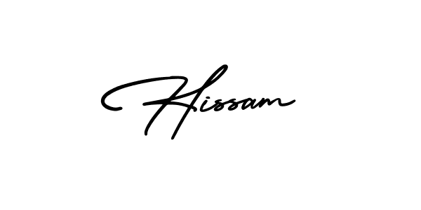 Use a signature maker to create a handwritten signature online. With this signature software, you can design (AmerikaSignatureDemo-Regular) your own signature for name Hissam. Hissam signature style 3 images and pictures png
