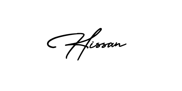 How to make Hissan name signature. Use AmerikaSignatureDemo-Regular style for creating short signs online. This is the latest handwritten sign. Hissan signature style 3 images and pictures png