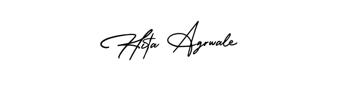 You should practise on your own different ways (AmerikaSignatureDemo-Regular) to write your name (Hita Agrwale) in signature. don't let someone else do it for you. Hita Agrwale signature style 3 images and pictures png