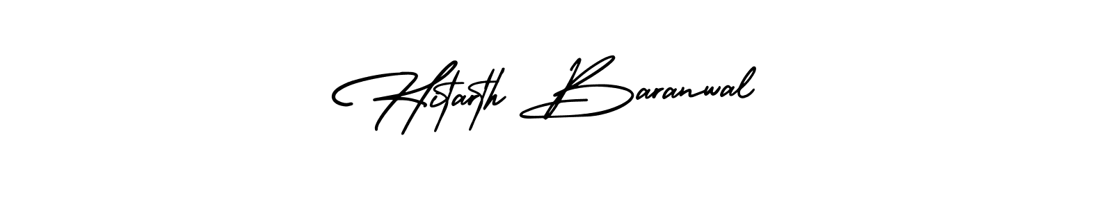 You should practise on your own different ways (AmerikaSignatureDemo-Regular) to write your name (Hitarth Baranwal) in signature. don't let someone else do it for you. Hitarth Baranwal signature style 3 images and pictures png