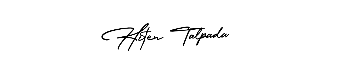 The best way (AmerikaSignatureDemo-Regular) to make a short signature is to pick only two or three words in your name. The name Hiten Talpada include a total of six letters. For converting this name. Hiten Talpada signature style 3 images and pictures png