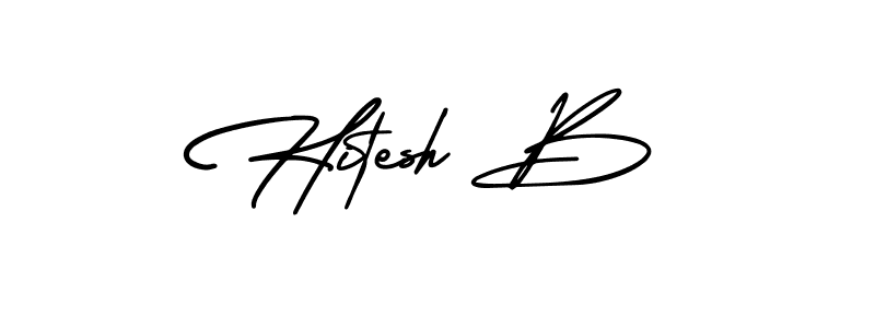Also we have Hitesh B name is the best signature style. Create professional handwritten signature collection using AmerikaSignatureDemo-Regular autograph style. Hitesh B signature style 3 images and pictures png
