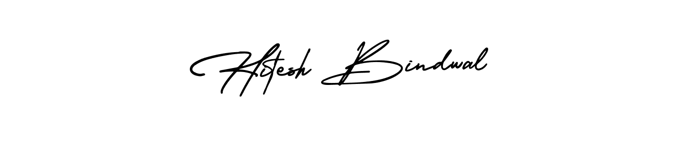 You should practise on your own different ways (AmerikaSignatureDemo-Regular) to write your name (Hitesh Bindwal) in signature. don't let someone else do it for you. Hitesh Bindwal signature style 3 images and pictures png