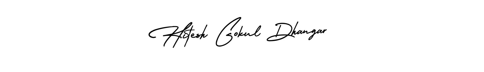 How to make Hitesh Gokul Dhangar signature? AmerikaSignatureDemo-Regular is a professional autograph style. Create handwritten signature for Hitesh Gokul Dhangar name. Hitesh Gokul Dhangar signature style 3 images and pictures png