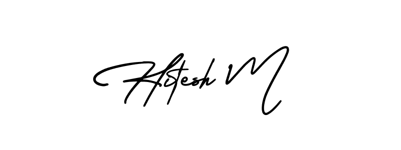 How to make Hitesh M name signature. Use AmerikaSignatureDemo-Regular style for creating short signs online. This is the latest handwritten sign. Hitesh M signature style 3 images and pictures png