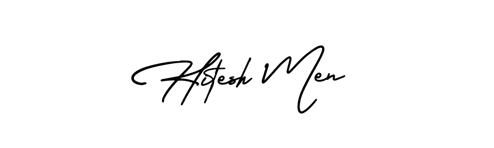 The best way (AmerikaSignatureDemo-Regular) to make a short signature is to pick only two or three words in your name. The name Hitesh Men include a total of six letters. For converting this name. Hitesh Men signature style 3 images and pictures png