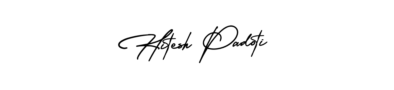 This is the best signature style for the Hitesh Padoti name. Also you like these signature font (AmerikaSignatureDemo-Regular). Mix name signature. Hitesh Padoti signature style 3 images and pictures png