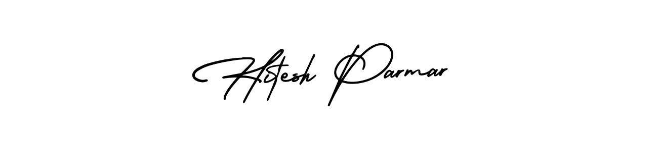 The best way (AmerikaSignatureDemo-Regular) to make a short signature is to pick only two or three words in your name. The name Hitesh Parmar include a total of six letters. For converting this name. Hitesh Parmar signature style 3 images and pictures png