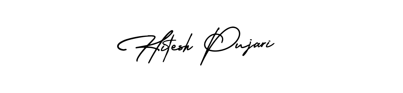 Make a beautiful signature design for name Hitesh Pujari. With this signature (AmerikaSignatureDemo-Regular) style, you can create a handwritten signature for free. Hitesh Pujari signature style 3 images and pictures png