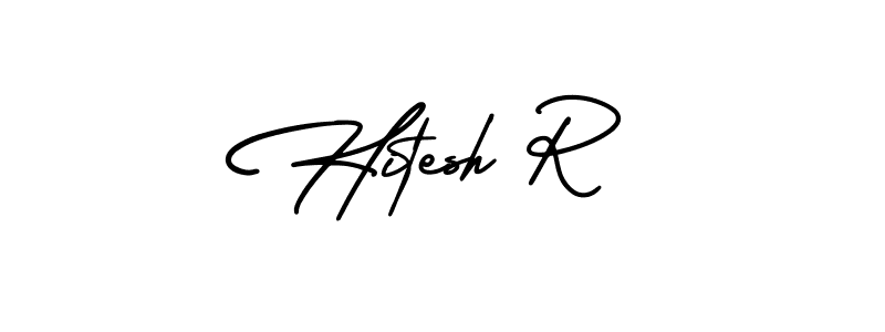 The best way (AmerikaSignatureDemo-Regular) to make a short signature is to pick only two or three words in your name. The name Hitesh R include a total of six letters. For converting this name. Hitesh R signature style 3 images and pictures png