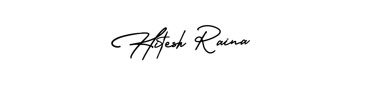 This is the best signature style for the Hitesh Raina name. Also you like these signature font (AmerikaSignatureDemo-Regular). Mix name signature. Hitesh Raina signature style 3 images and pictures png