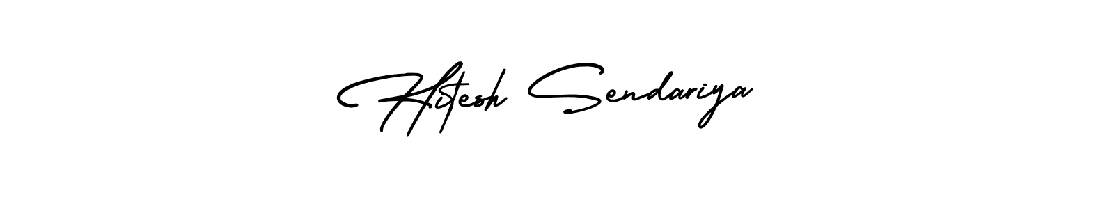 This is the best signature style for the Hitesh Sendariya name. Also you like these signature font (AmerikaSignatureDemo-Regular). Mix name signature. Hitesh Sendariya signature style 3 images and pictures png